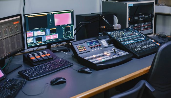 Close Up Sound Engineer Studio With Equipment (1) Close Up Sound Engineer Studio With Equipment (1)